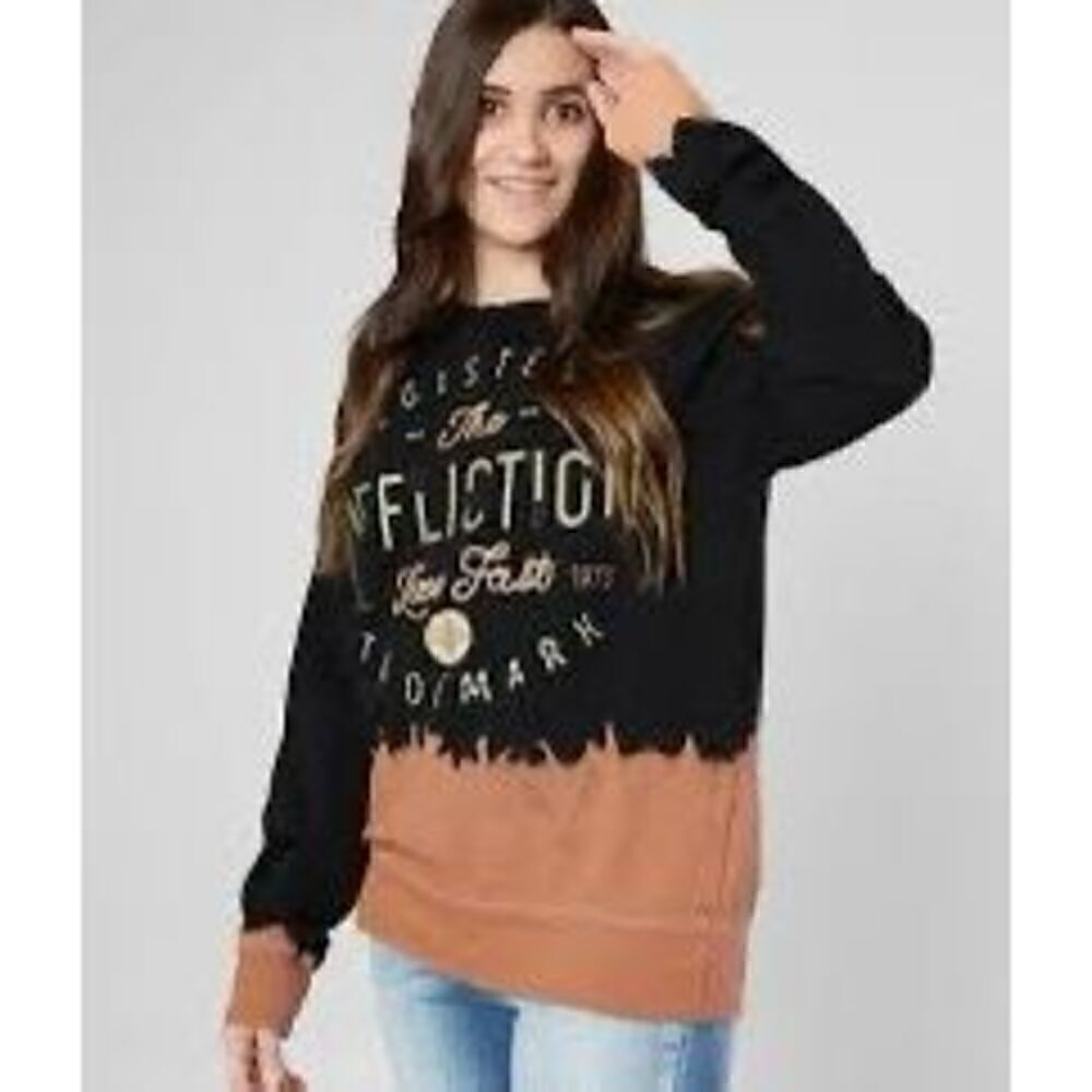Affliction Women’s Size Small Live Fast Stitch Crewneck Sweatshirt Black Dip Dye